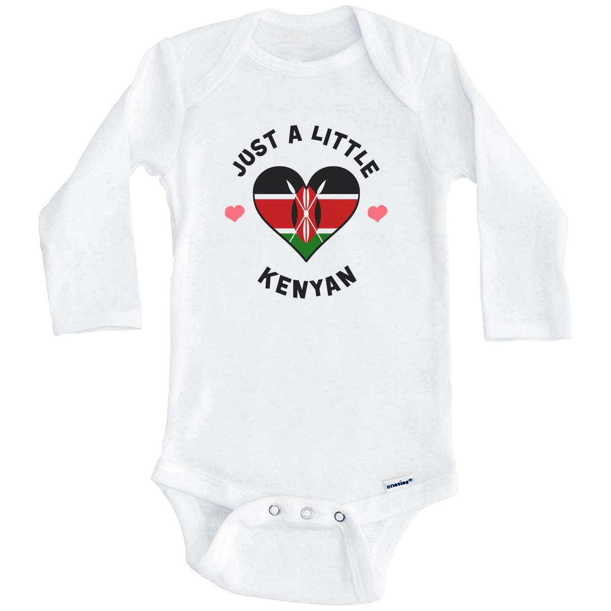 Kenyan Flag Heart Just A Little Kenyan Kenya Baby Bodysuit (Long Sleeves)