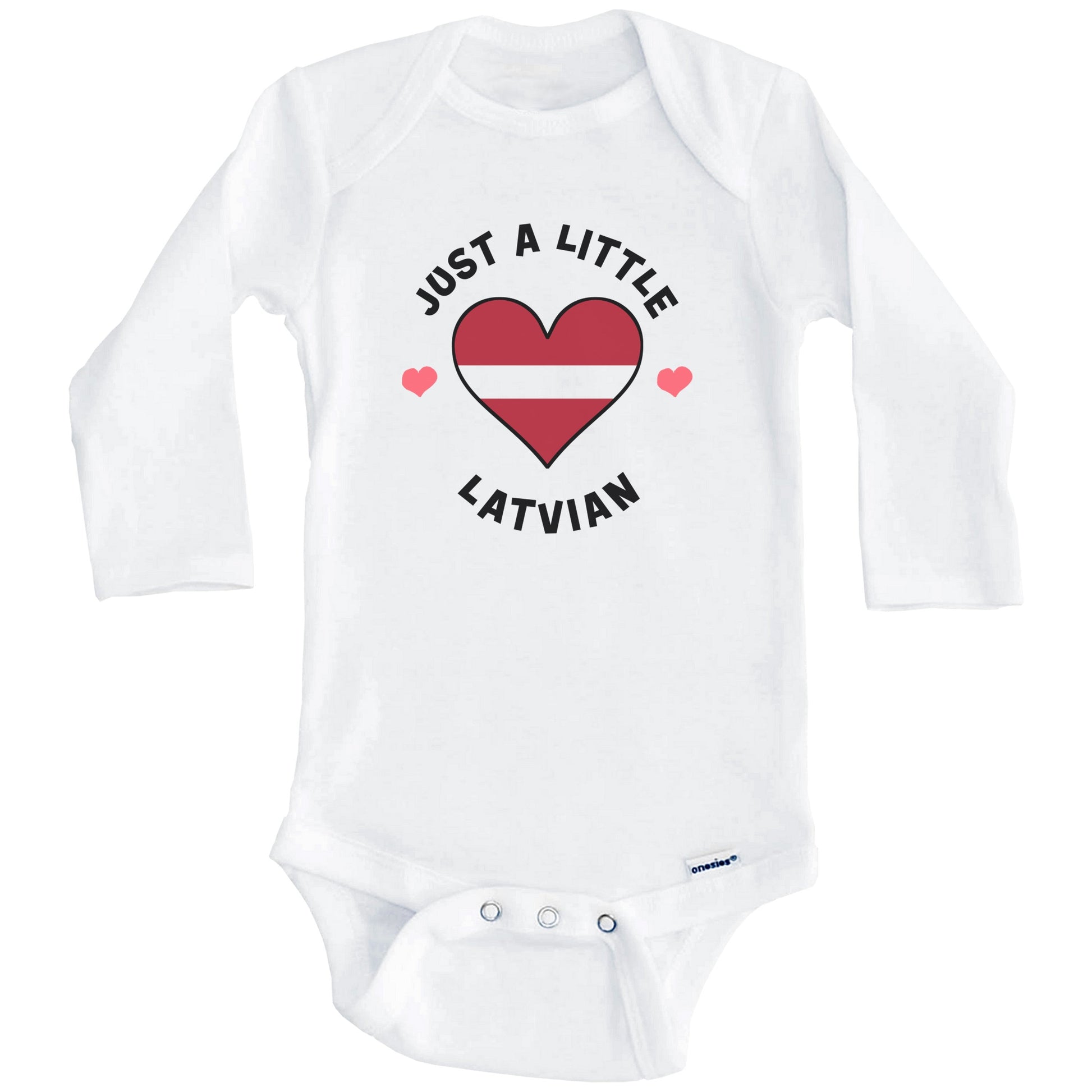 Latvian Flag Heart Just A Little Latvian Latvia Baby Bodysuit (Long Sleeves)