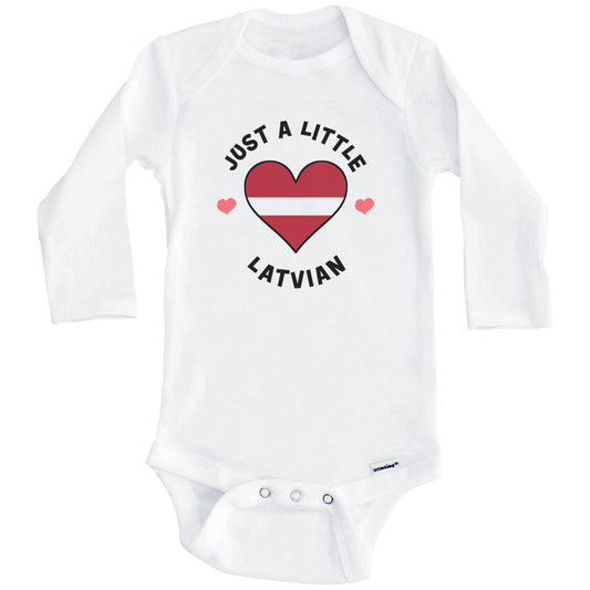 Latvian Flag Heart Just A Little Latvian Latvia Baby Bodysuit (Long Sleeves)