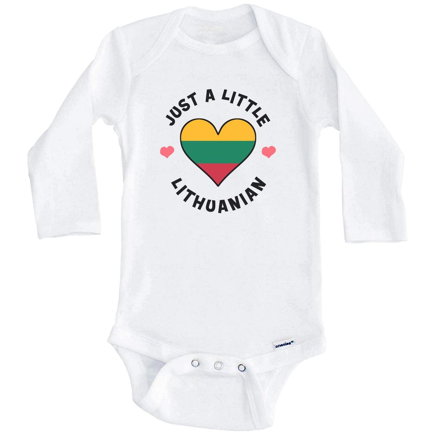 Lithuanian Flag Heart Just A Little Lithuanian Lithuania Baby Bodysuit (Long Sleeves)