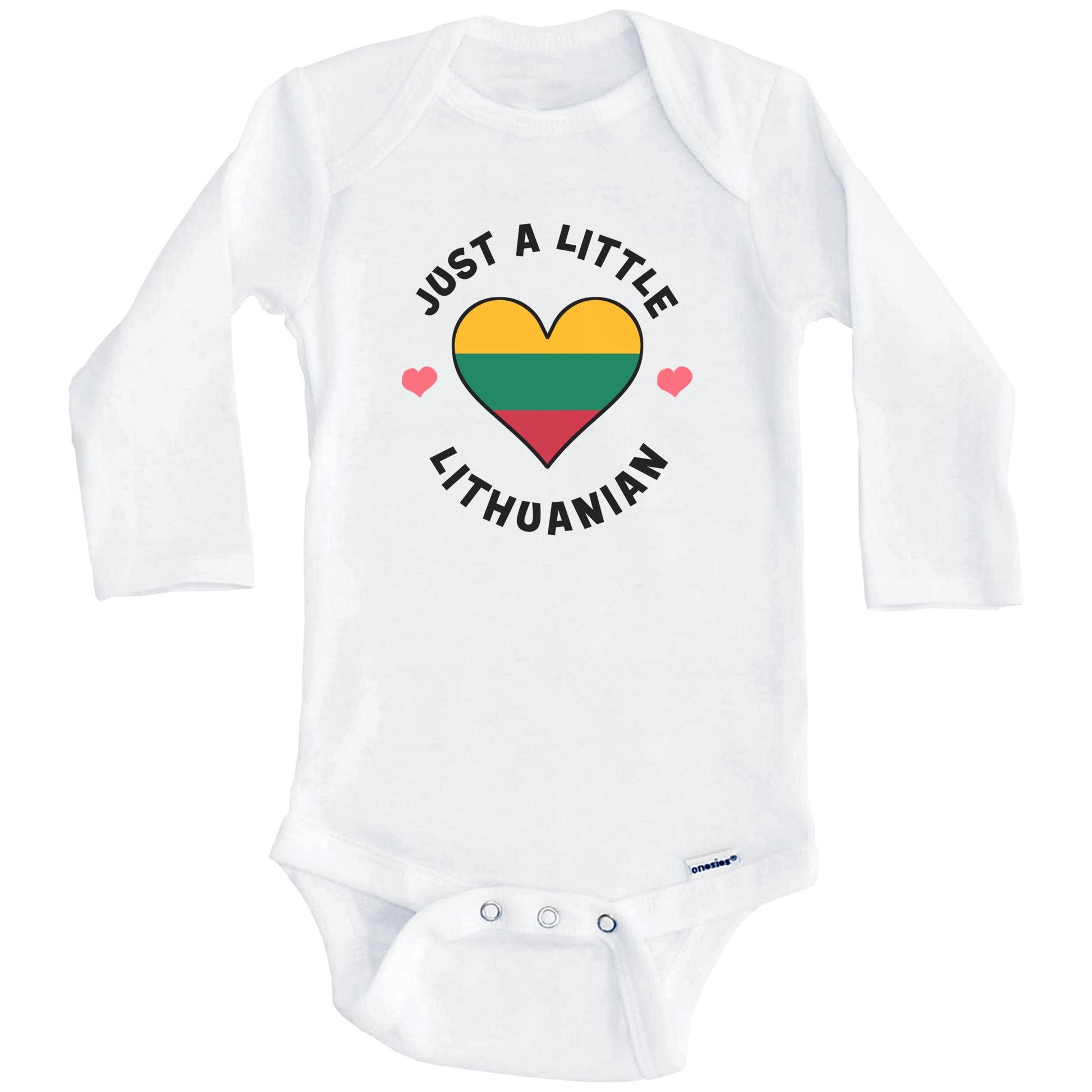 Lithuanian Flag Heart Just A Little Lithuanian Lithuania Baby Bodysuit (Long Sleeves)