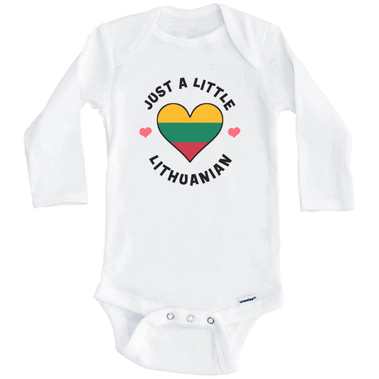 Lithuanian Flag Heart Just A Little Lithuanian Lithuania Baby Bodysuit (Long Sleeves)