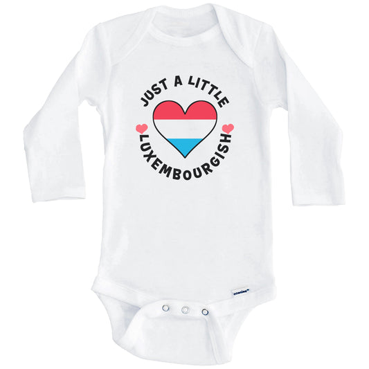 Luxembourgish Flag Heart Just A Little Luxembourgish Luxembourg Baby Bodysuit (Long Sleeves)