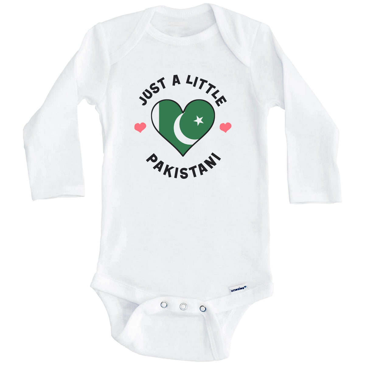 Pakistani Flag Heart Just A Little Pakistani Pakistan Baby Bodysuit (Long Sleeves)