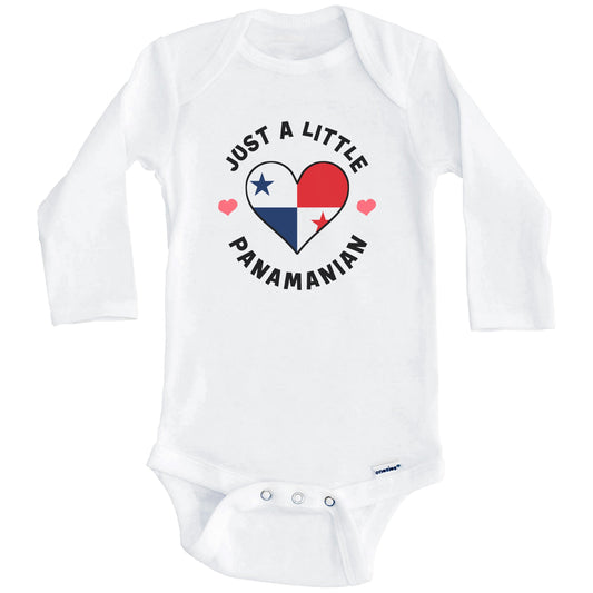 Panamanian Flag Heart Just A Little Panamanian Panama Baby Bodysuit (Long Sleeves)