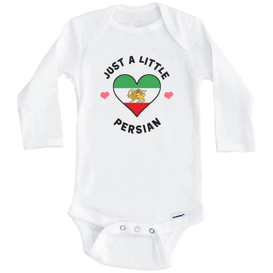 Persian Flag Heart Just A Little Persian Persia Baby Bodysuit (Long Sleeves)