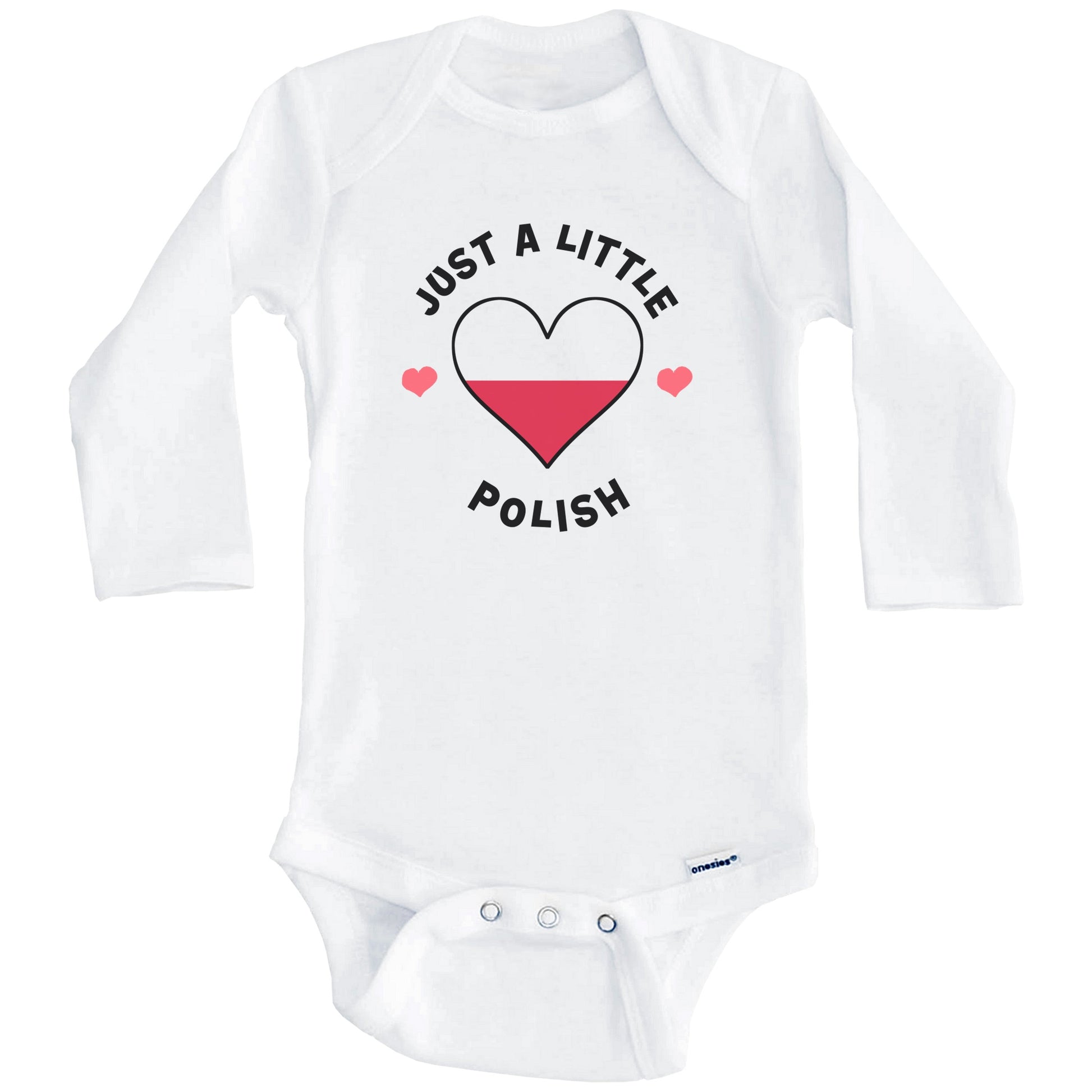 Polish Flag Heart Just A Little Polish Poland Baby Bodysuit (Long Sleeves)