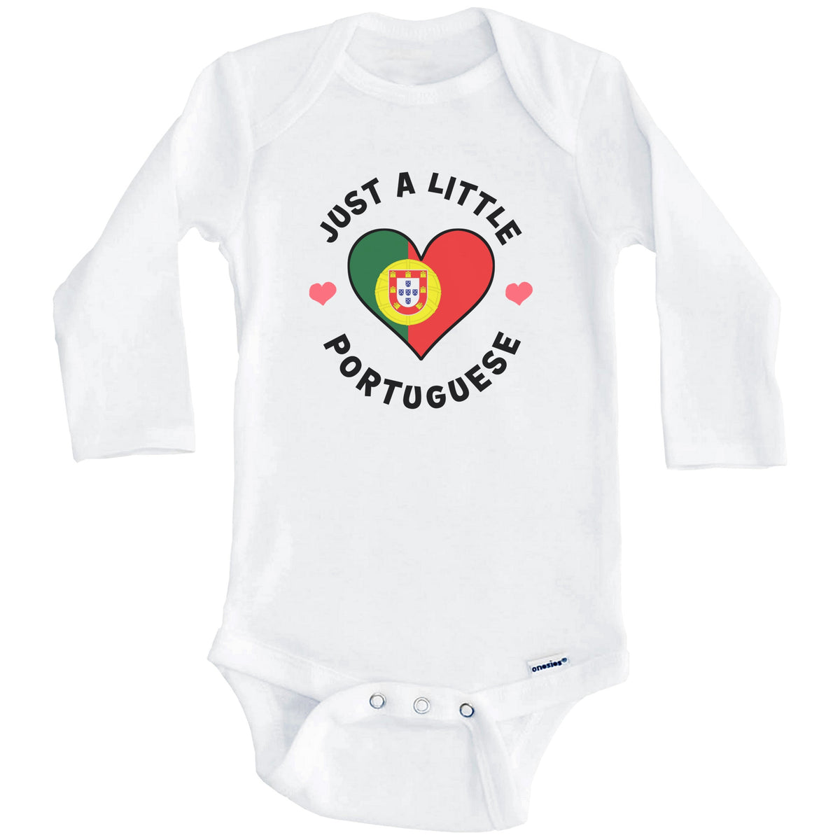 Portuguese Flag Heart Just A Little Portuguese Portugal Baby Bodysuit (Long Sleeves)