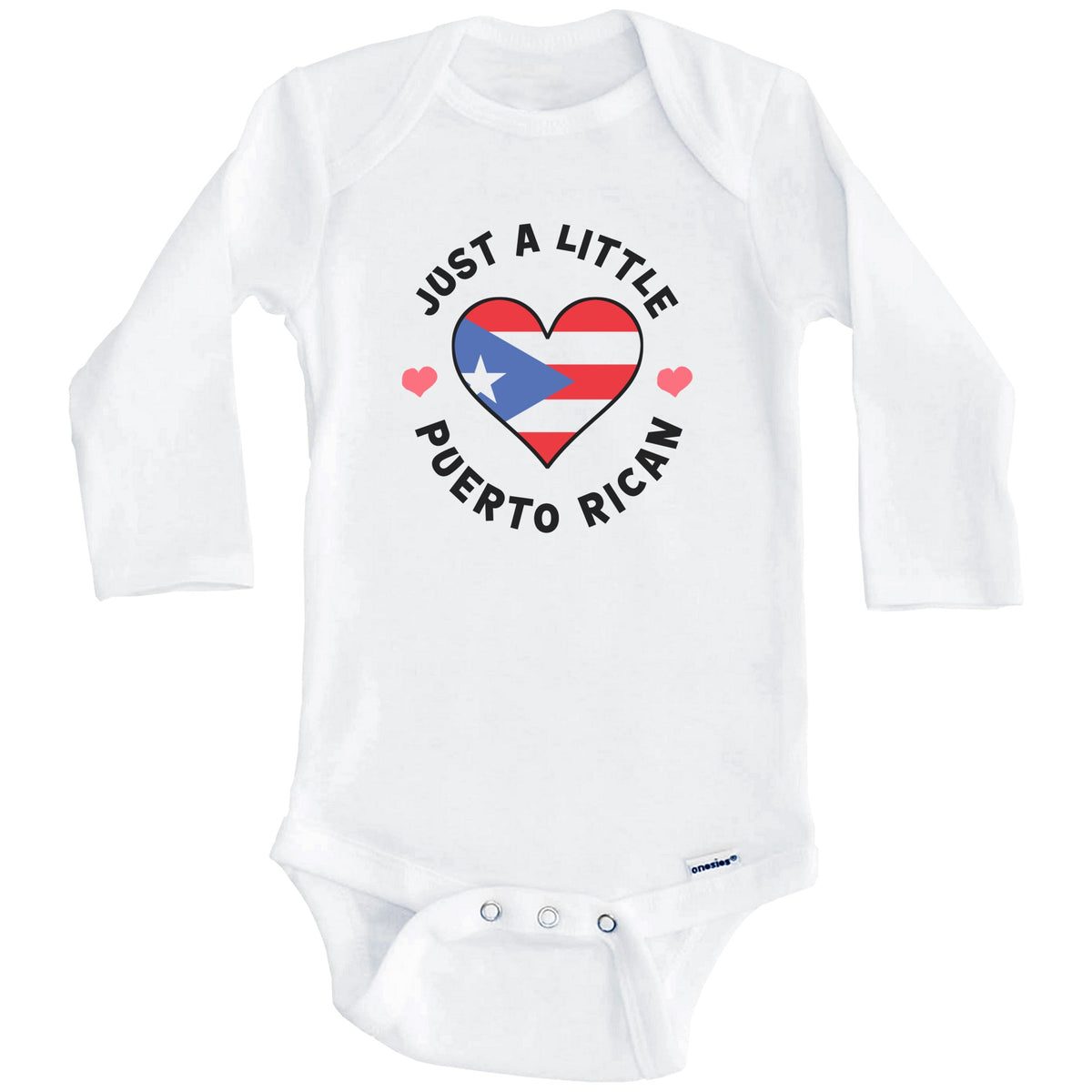 Puerto Rican Flag Heart Just A Little Puerto Rican Puerto Rico Baby Bodysuit (Long Sleeves)