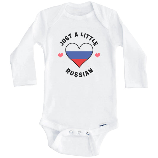 Russian Flag Heart Just A Little Russian Russia Baby Bodysuit (Long Sleeves)