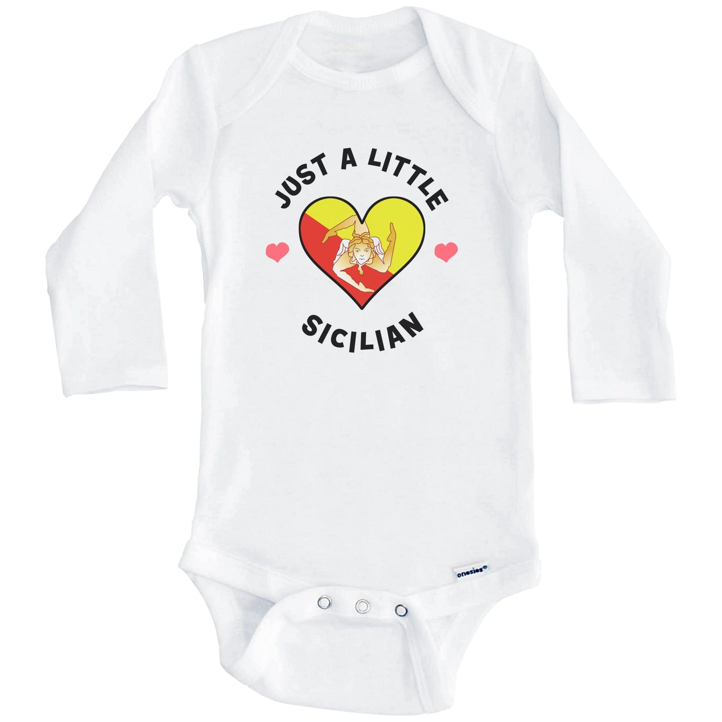 Sicilian Flag Heart Just A Little Sicilian Sicily Baby Bodysuit (Long Sleeves)