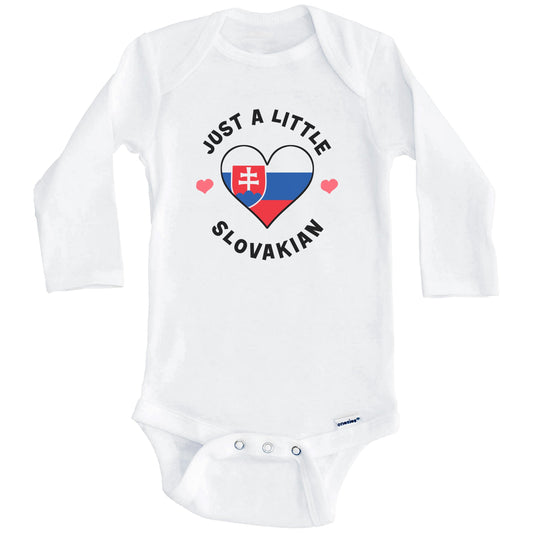 Slovakian Flag Heart Just A Little Slovakian Slovakia Baby Bodysuit (Long Sleeves)