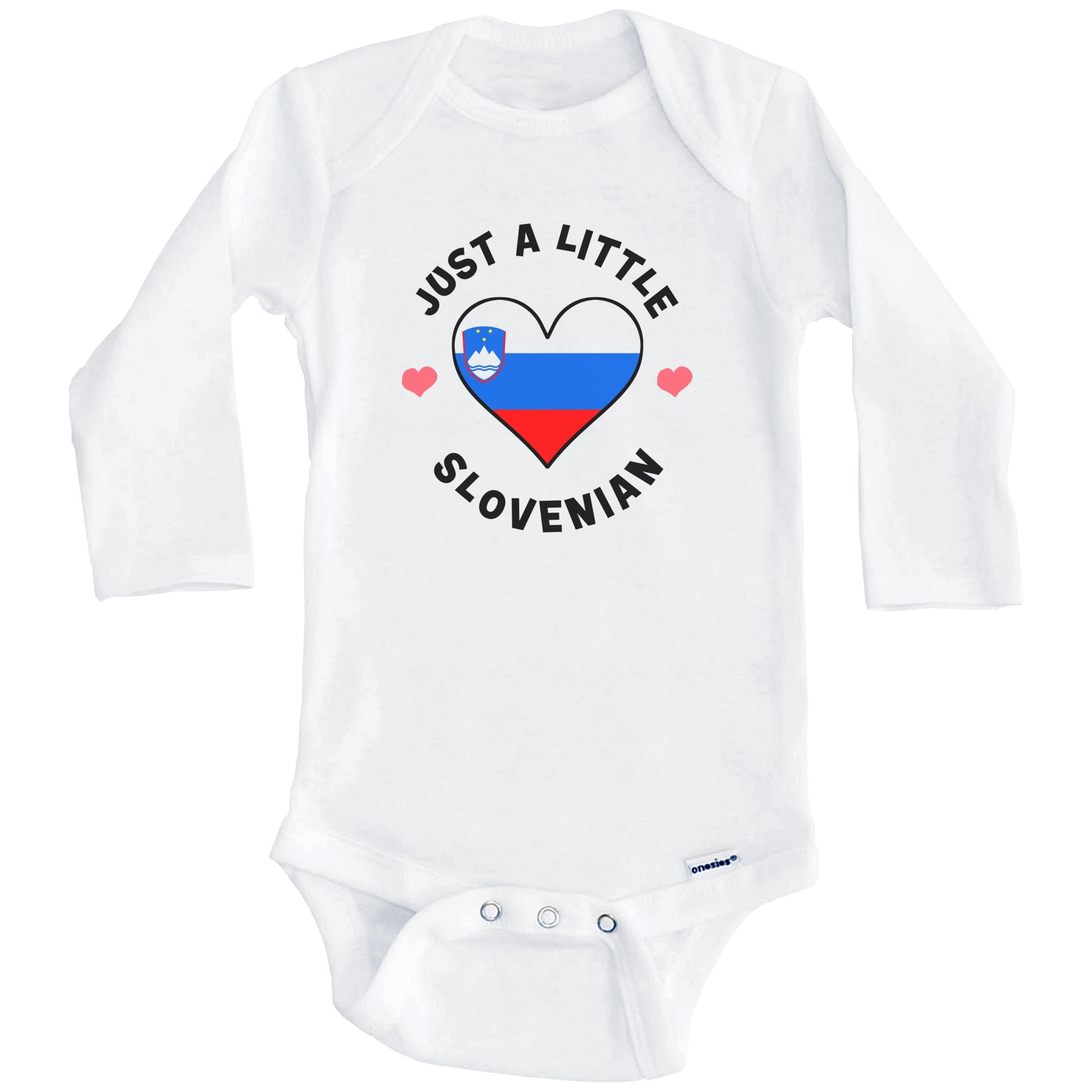 Slovenian Flag Heart Just A Little Slovenian Slovenia Baby Bodysuit (Long Sleeves)