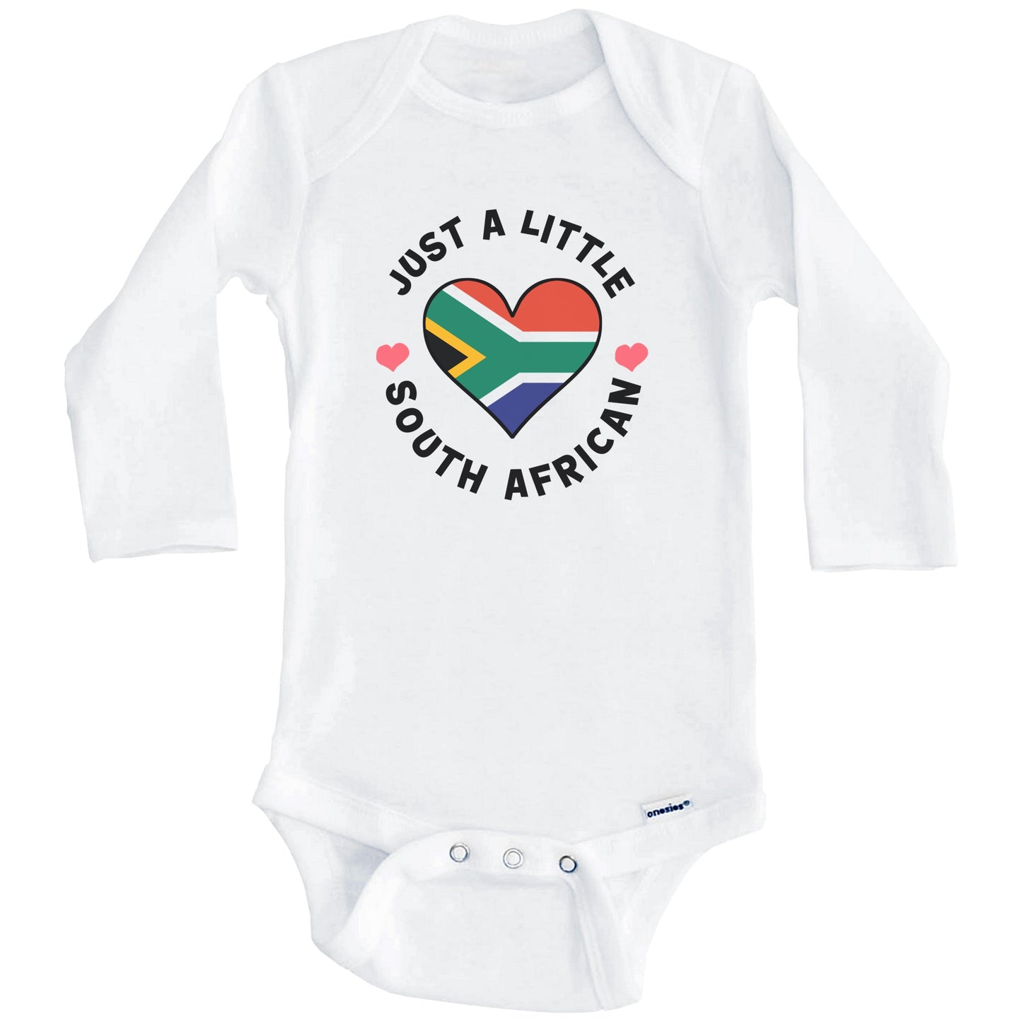 South African Flag Heart Just A Little South African South Africa Baby Bodysuit (Long Sleeves)