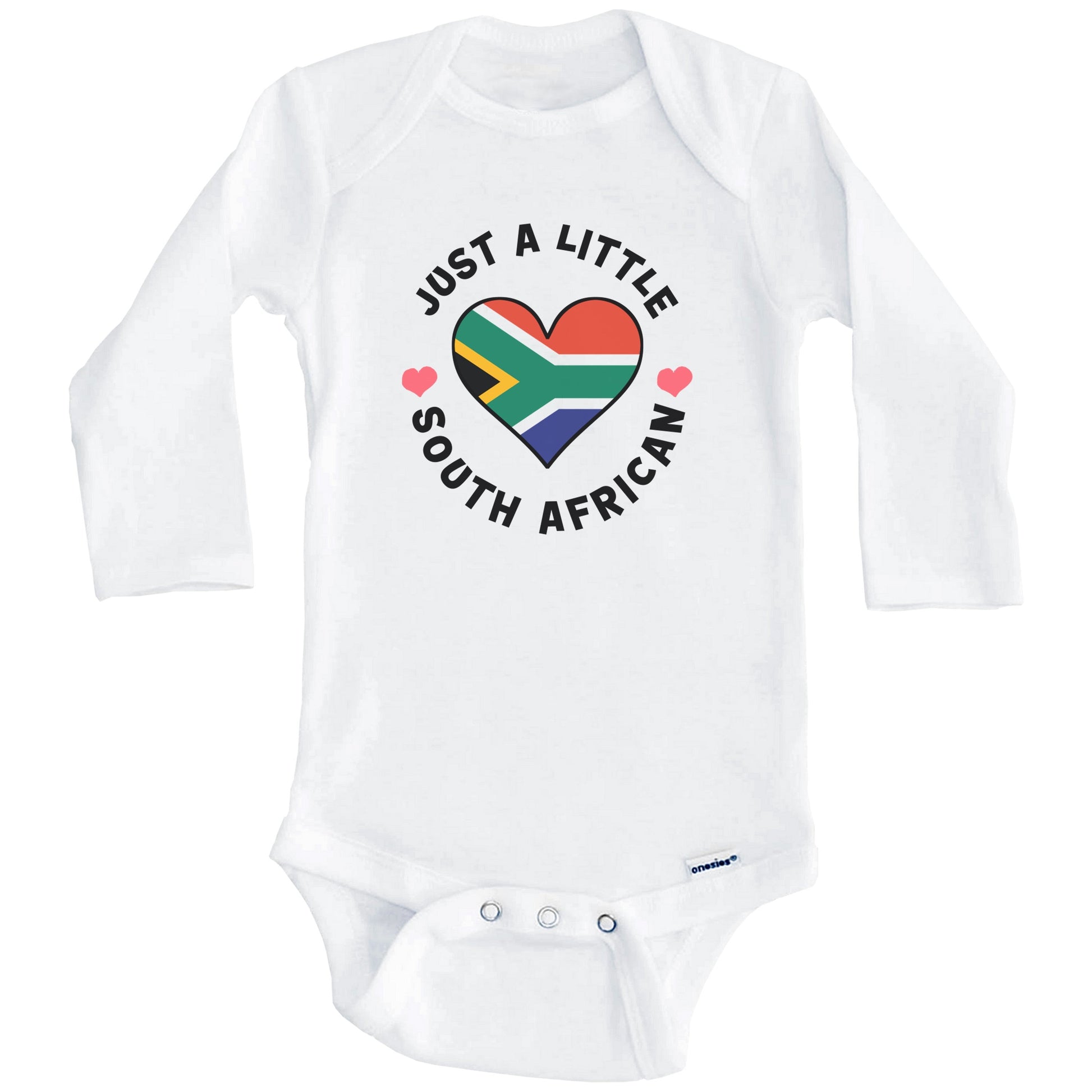 South African Flag Heart Just A Little South African South Africa Baby Bodysuit (Long Sleeves)