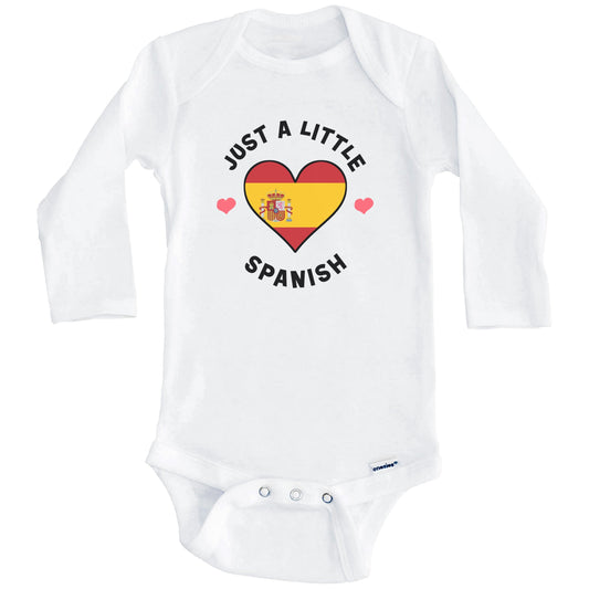 Spanish Flag Heart Just A Little Spanish Spain Baby Bodysuit (Long Sleeves)