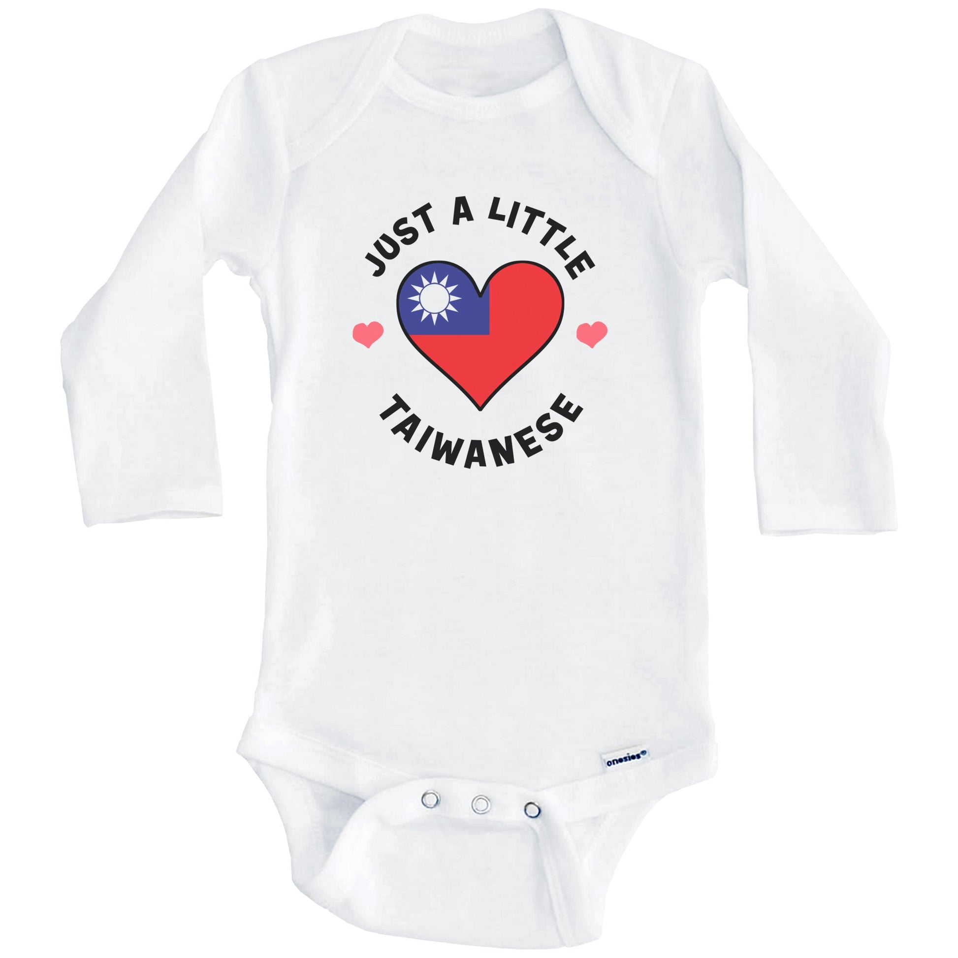 Taiwanese Flag Heart Just A Little Taiwanese Taiwan Baby Bodysuit (Long Sleeves)
