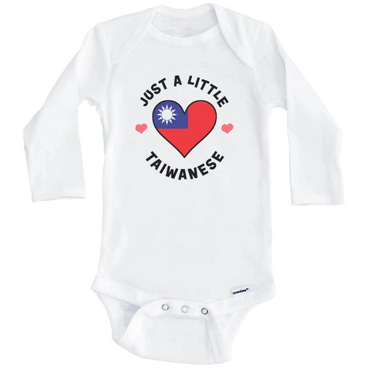 Taiwanese Flag Heart Just A Little Taiwanese Taiwan Baby Bodysuit (Long Sleeves)