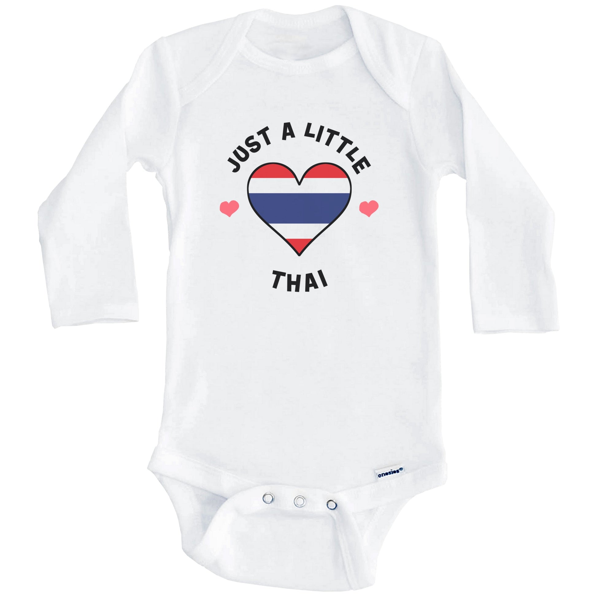 Thai Flag Heart Just A Little Thai Thailand Baby Bodysuit (Long Sleeves)