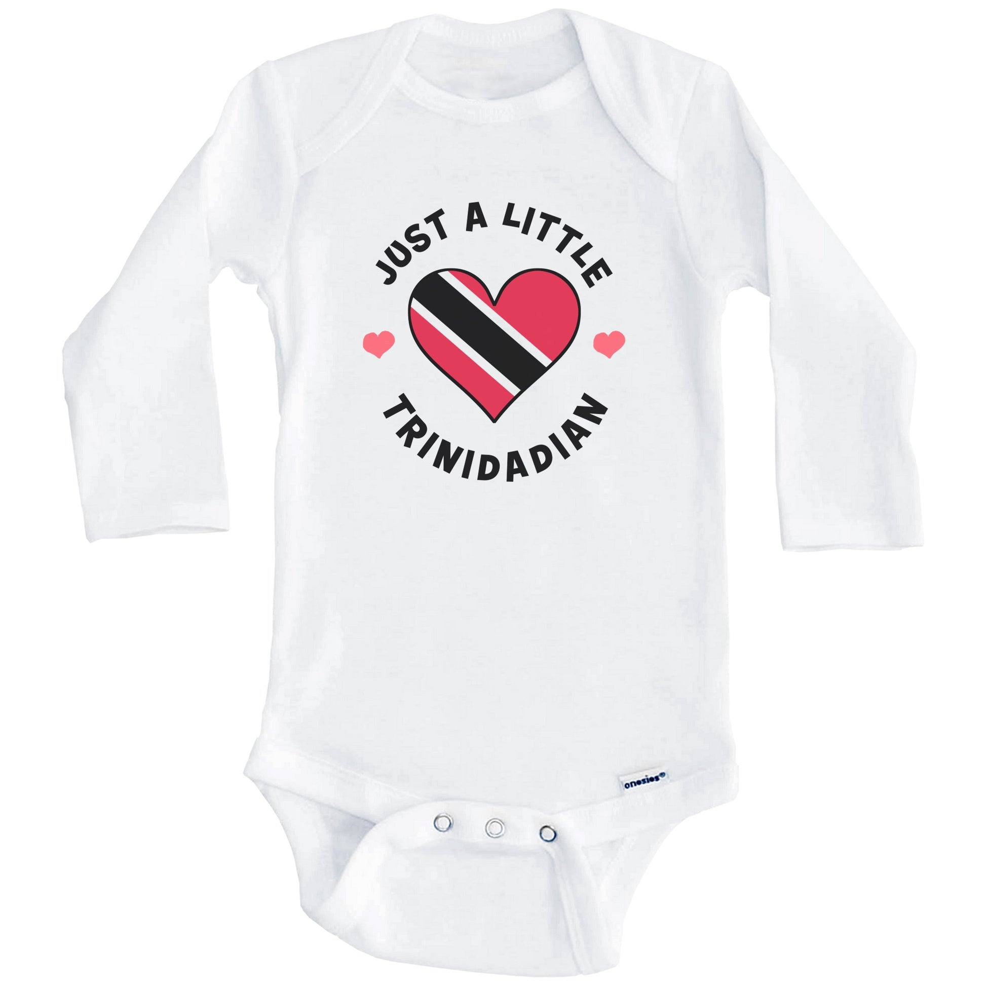 Trinidadian Flag Heart Just A Little Trinidadian Trinidad and Tobago Baby Bodysuit (Long Sleeves)
