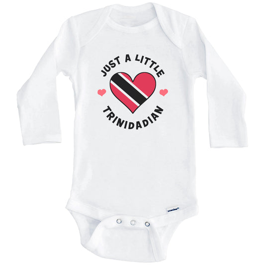 Trinidadian Flag Heart Just A Little Trinidadian Trinidad and Tobago Baby Bodysuit (Long Sleeves)