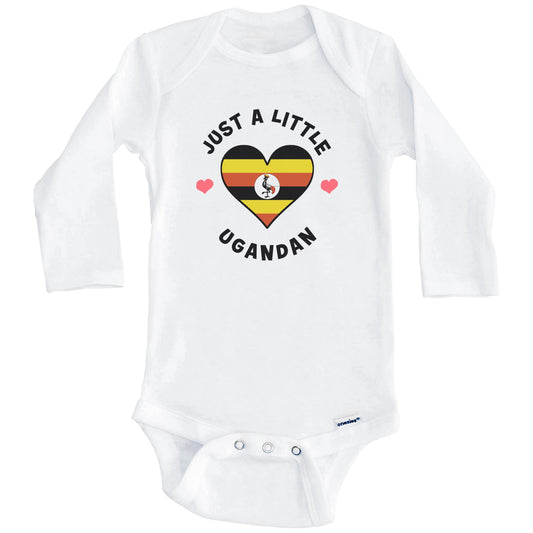 Ugandan Flag Heart Just A Little Ugandan Uganda Baby Bodysuit (Long Sleeves)