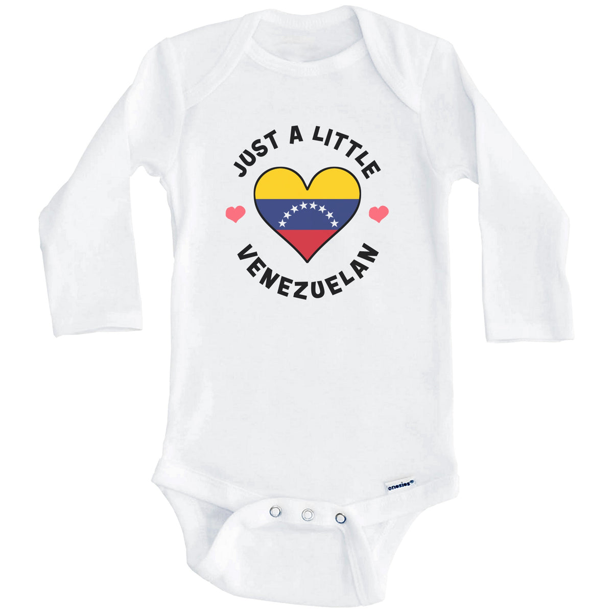 Venezuelan Flag Heart Just A Little Venezuelan Venezuela Baby Bodysuit (Long Sleeves)