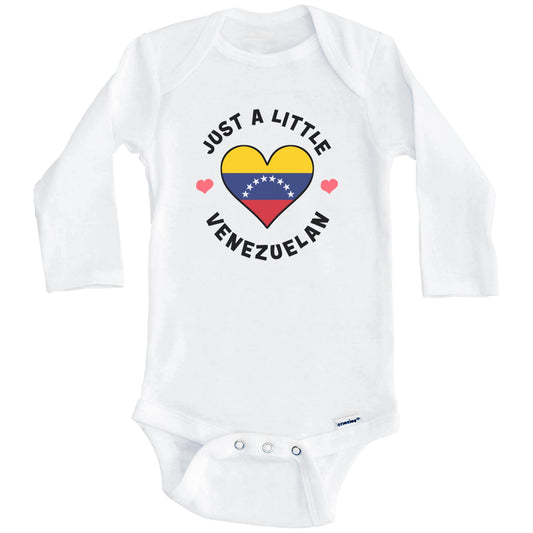 Venezuelan Flag Heart Just A Little Venezuelan Venezuela Baby Bodysuit (Long Sleeves)