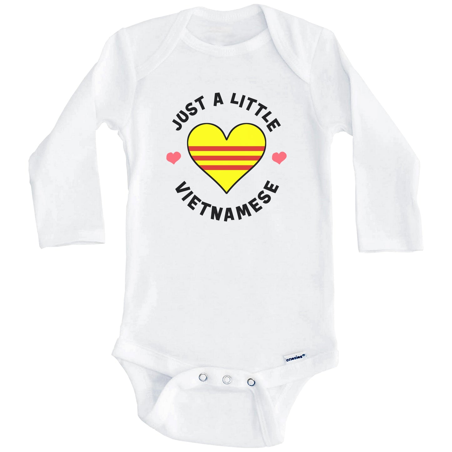 Vietnamese Flag Heart Just A Little Vietnamese Vietnam Baby Bodysuit (Long Sleeves)
