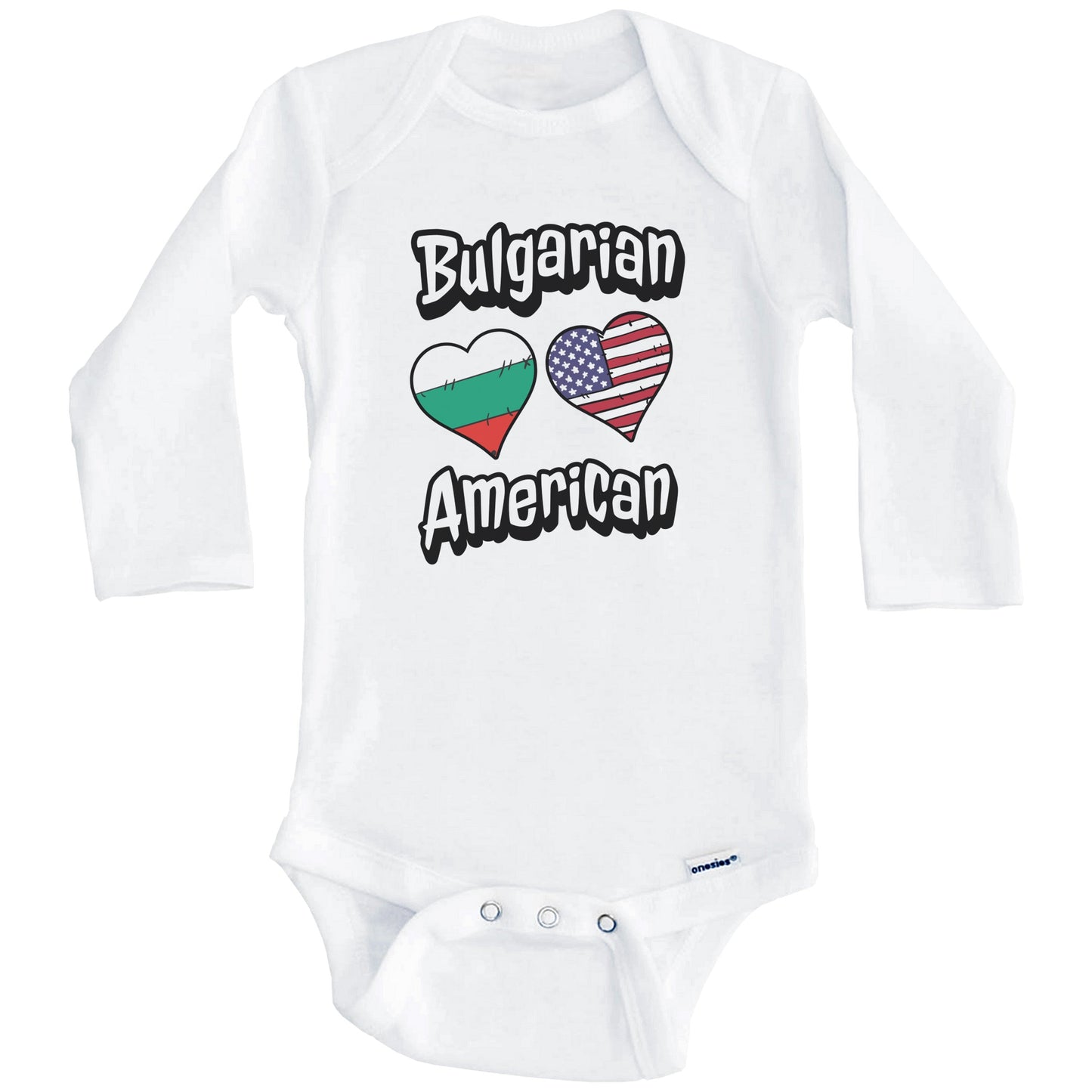 Bulgarian American Flag Hearts Combo Bulgaria Baby Bodysuit (Long Sleeves)