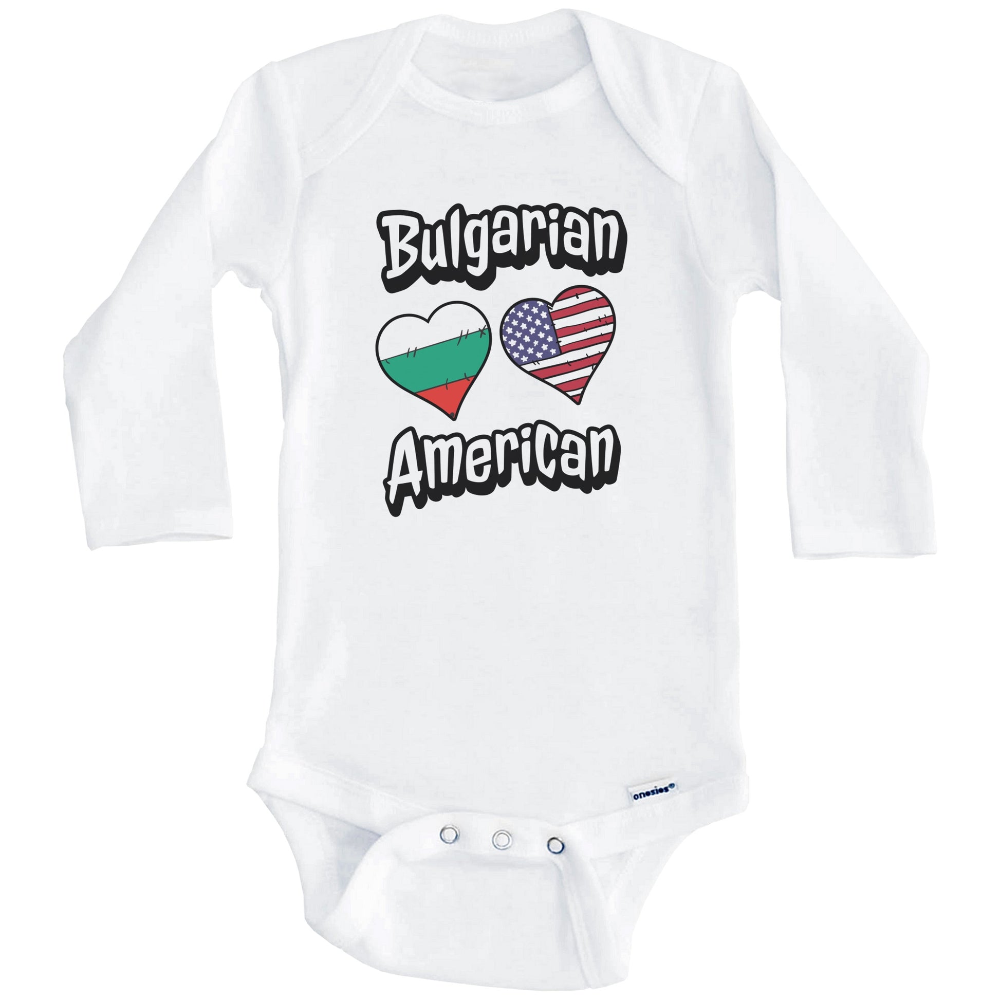 Bulgarian American Flag Hearts Combo Bulgaria Baby Bodysuit (Long Sleeves)