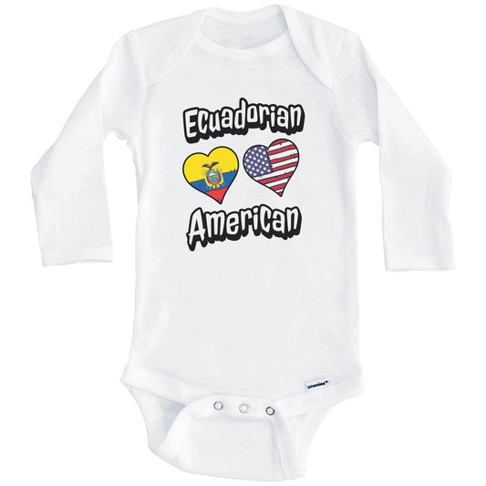 Ecuadorian American Flag Hearts Combo Ecuador Baby Bodysuit (Long Sleeves)