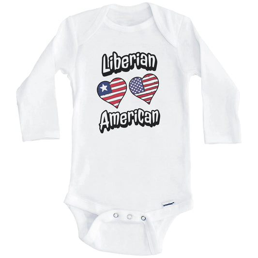 Liberian American Flag Hearts Combo Liberia Baby Bodysuit (Long Sleeves)