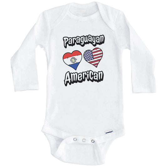 Paraguayan American Flag Hearts Combo Paraguay Baby Bodysuit (Long Sleeves)
