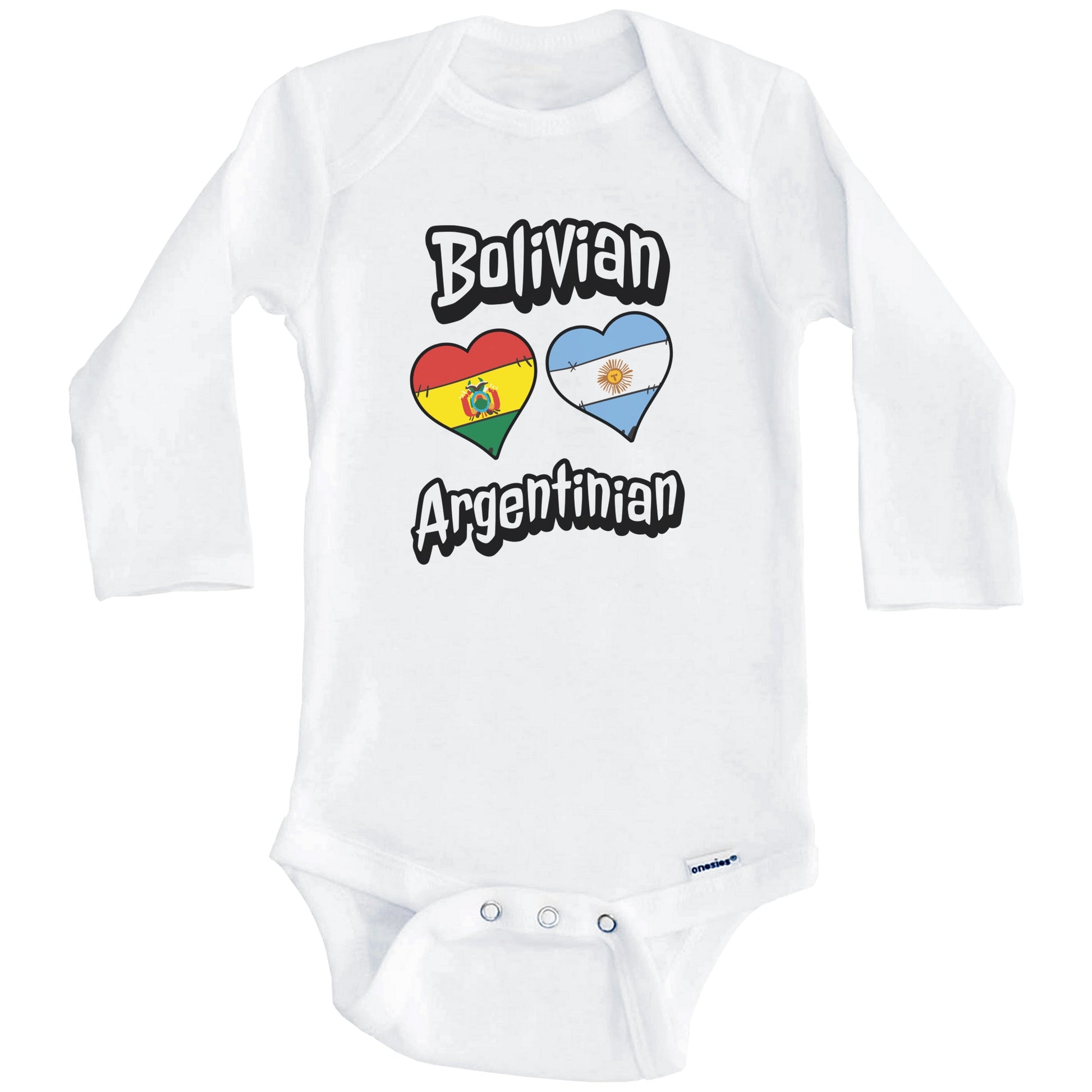 Bolivian Argentinian Flag Heart Combo Bolivia Argentina Baby Bodysuit (Long Sleeves)