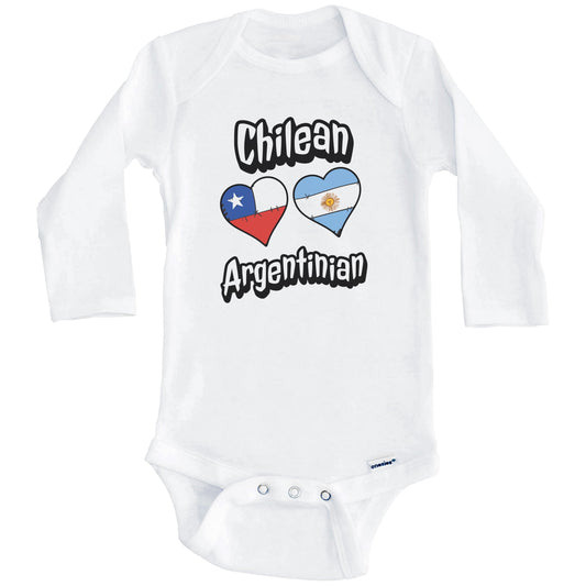 Chilean Argentinian Flag Heart Combo Chile Argentina Baby Bodysuit (Long Sleeves)