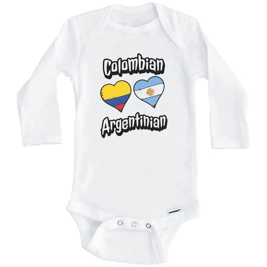 Colombian Argentinian Flag Heart Combo Colombia Argentina Baby Bodysuit (Long Sleeves)
