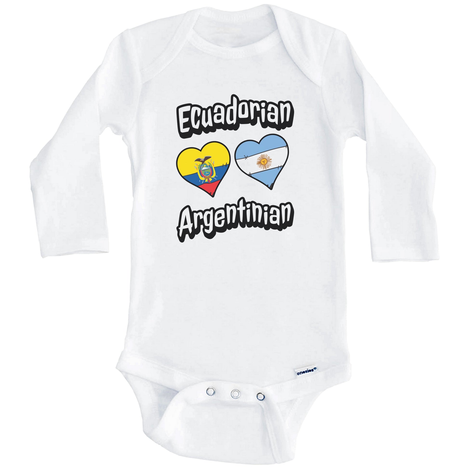 Ecuadorian Argentinian Flag Heart Combo Ecuador Argentina Baby Bodysuit (Long Sleeves)