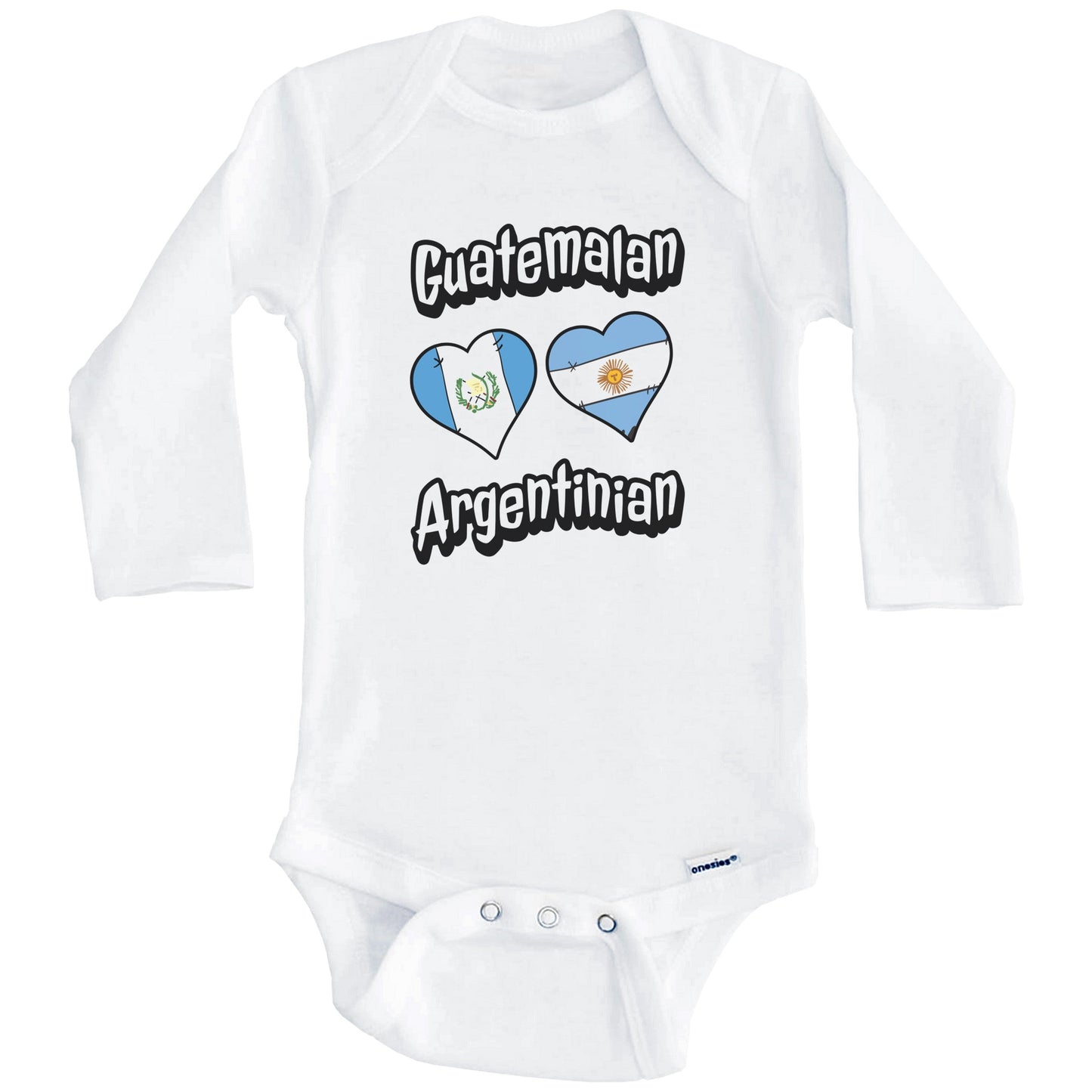 Guatemalan Argentinian Flag Heart Combo Guatemala Argentina Baby Bodysuit (Long Sleeves)