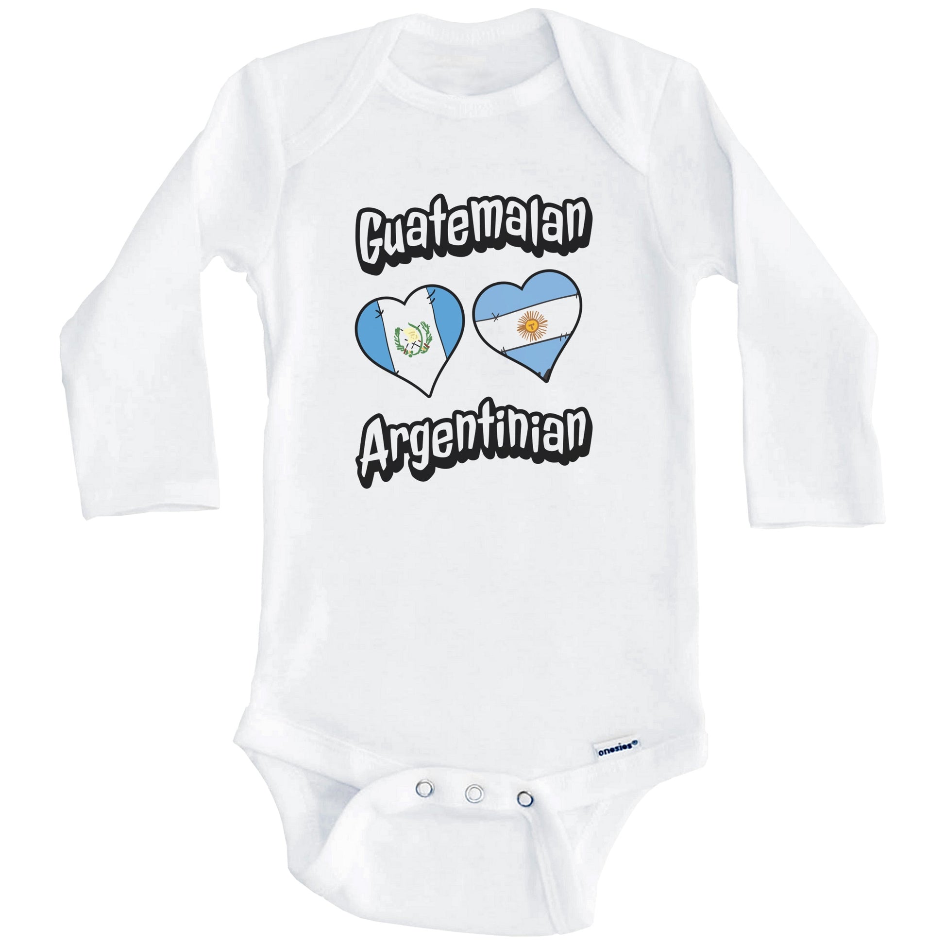 Guatemalan Argentinian Flag Heart Combo Guatemala Argentina Baby Bodysuit (Long Sleeves)