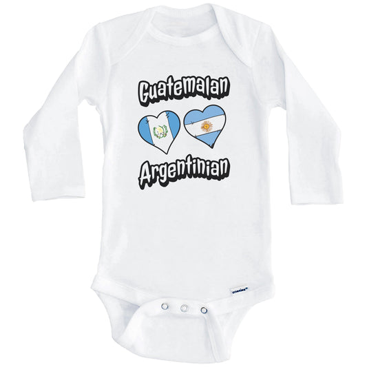 Guatemalan Argentinian Flag Heart Combo Guatemala Argentina Baby Bodysuit (Long Sleeves)