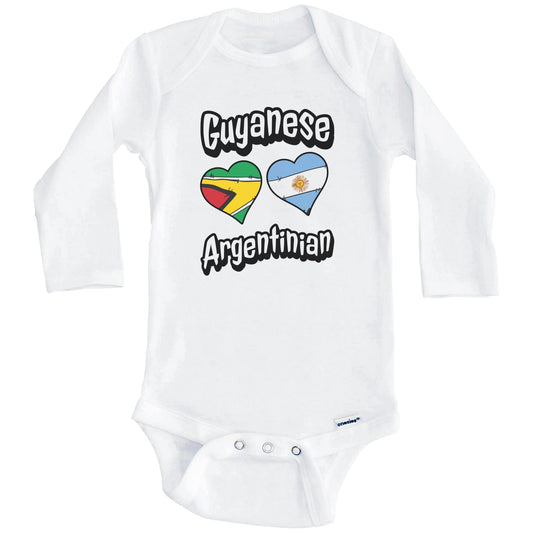 Guyanese Argentinian Flag Heart Combo Guyana Argentina Baby Bodysuit (Long Sleeves)