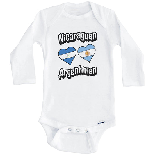 Nicaraguan Argentinian Flag Heart Combo Nicaragua Argentina Baby Bodysuit (Long Sleeves)