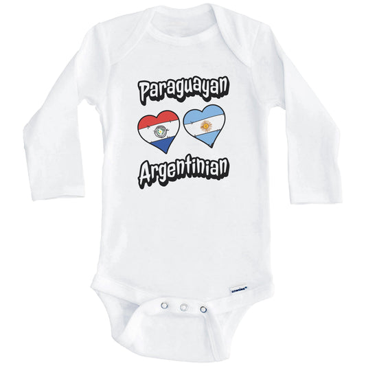 Paraguayan Argentinian Flag Heart Combo Paraguay Argentina Baby Bodysuit (Long Sleeves)