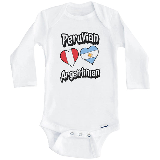 Peruvian Argentinian Flag Heart Combo Peru Argentina Baby Bodysuit (Long Sleeves)