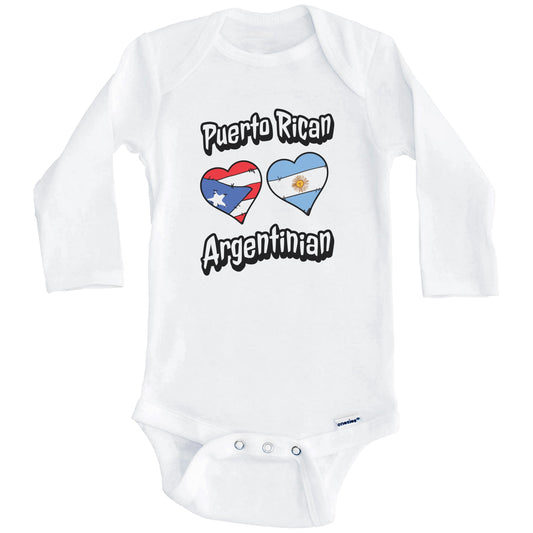 Puerto Rican Argentinian Flag Hearts Puerto Rico Argentina Baby Bodysuit (Long Sleeves)