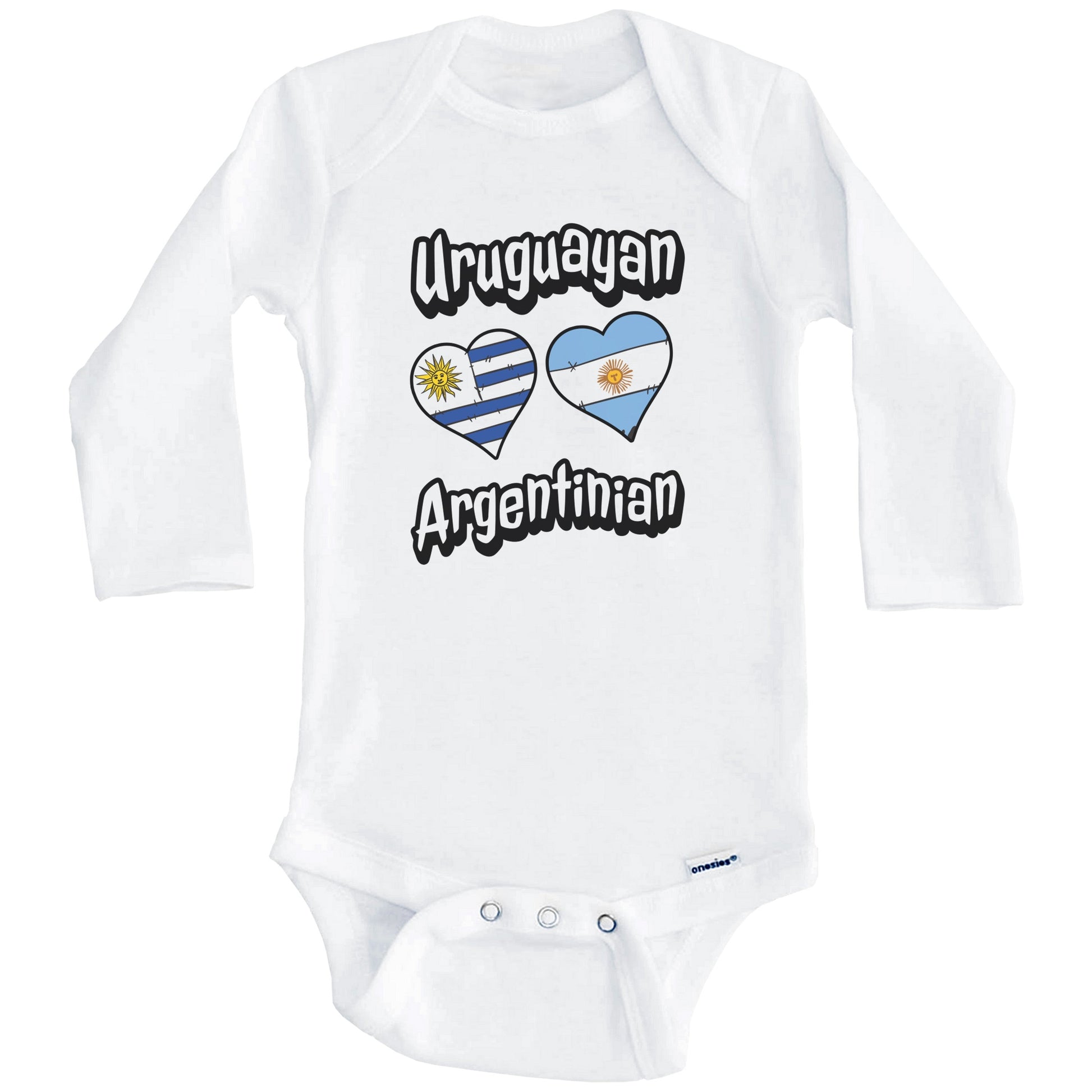 Uruguayan Argentinian Flag Heart Combo Uruguay Argentina Baby Bodysuit (Long Sleeves)