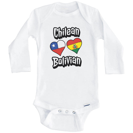 Chilean Bolivian Flag Heart Combo Chile Bolivia Baby Bodysuit (Long Sleeves)