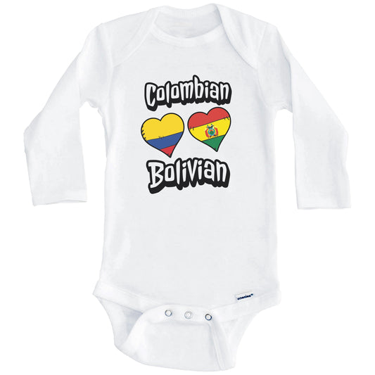 Colombian Bolivian Flag Heart Combo Colombia Bolivia Baby Bodysuit (Long Sleeves)