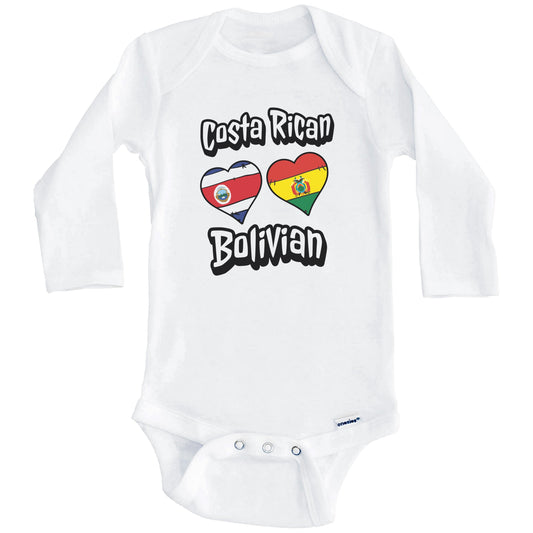 Costa Rican Bolivian Flag Heart Combo Costa Rica Bolivia Baby Bodysuit (Long Sleeves)